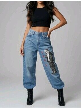 Vintage 80s No Excuses Femme Fatale Relaxed Jeans PEACE Punk Streetwear Indie